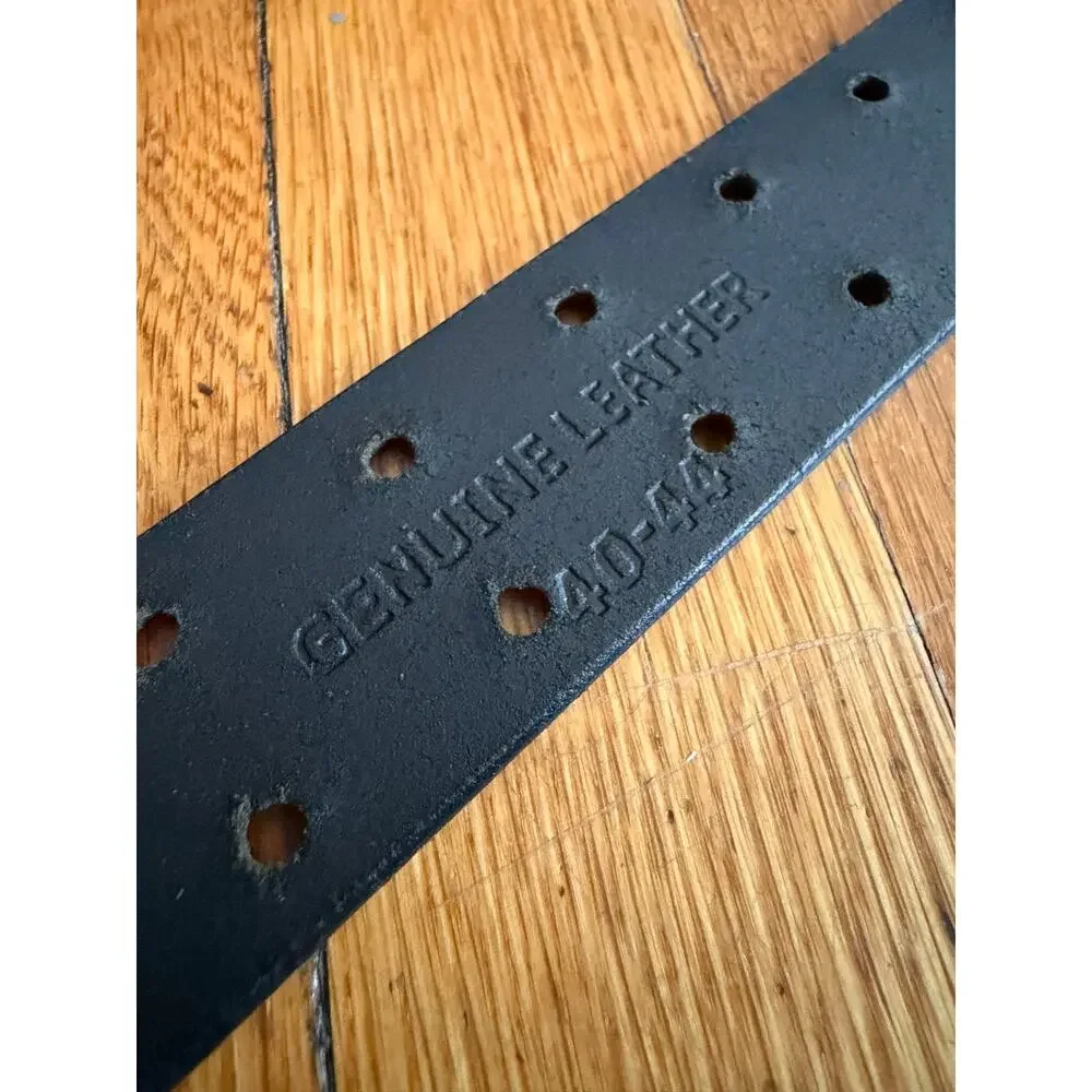 Black Leather Belt w/Dbl Prong Buckle Mens sz 40-44